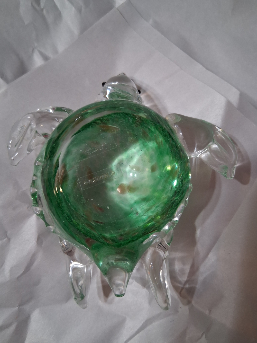 Lenox Green and Clear Glass Sea Turtle Figurine